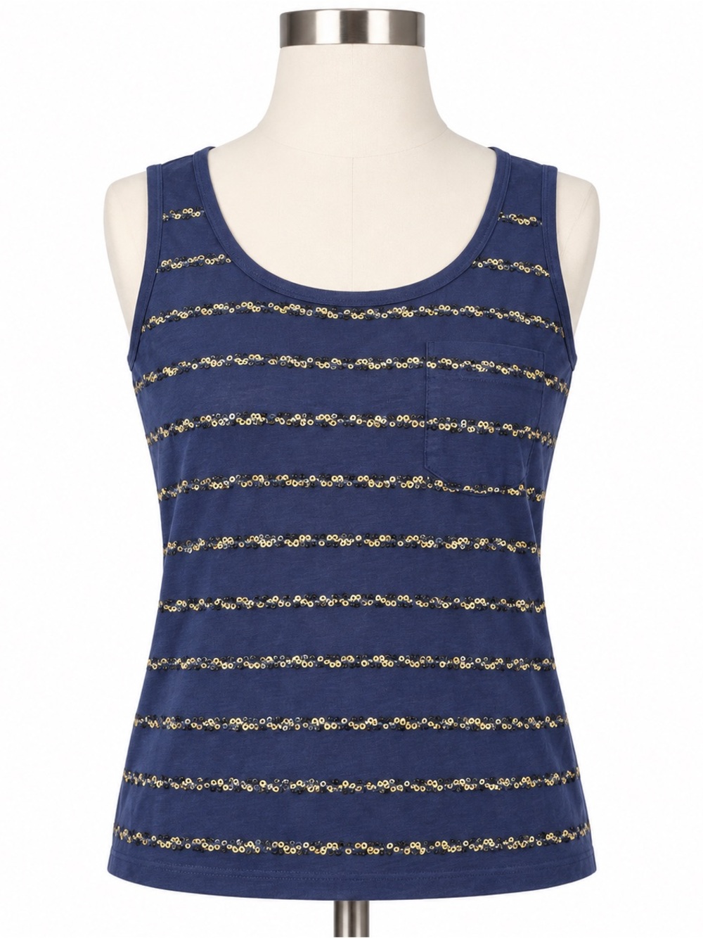 J.Crew Navy Sequin Stripe Tank Top – XS